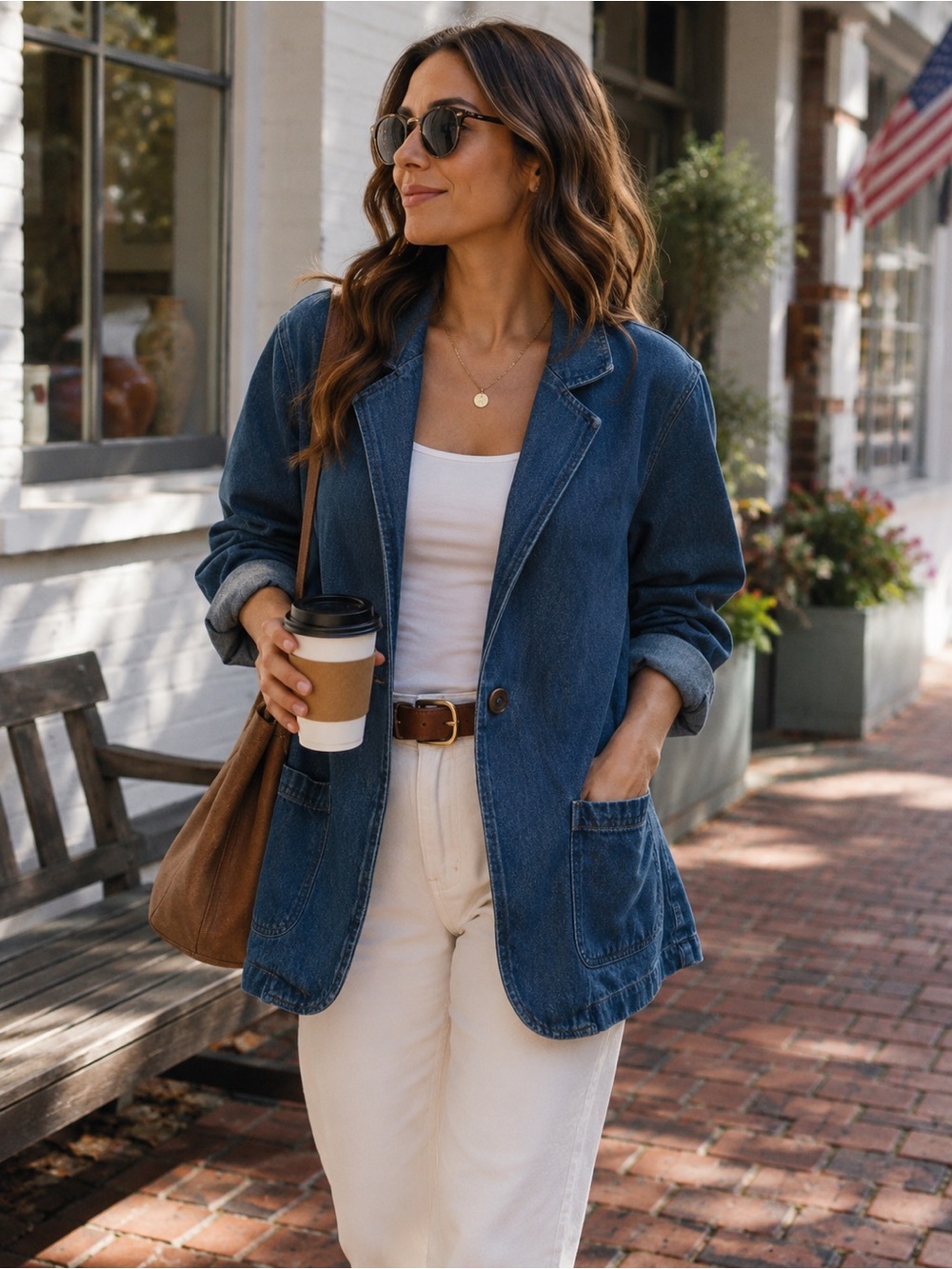 The Blue Denim Blazer Jacket Medium Cotton Chore Coat Casual Layering